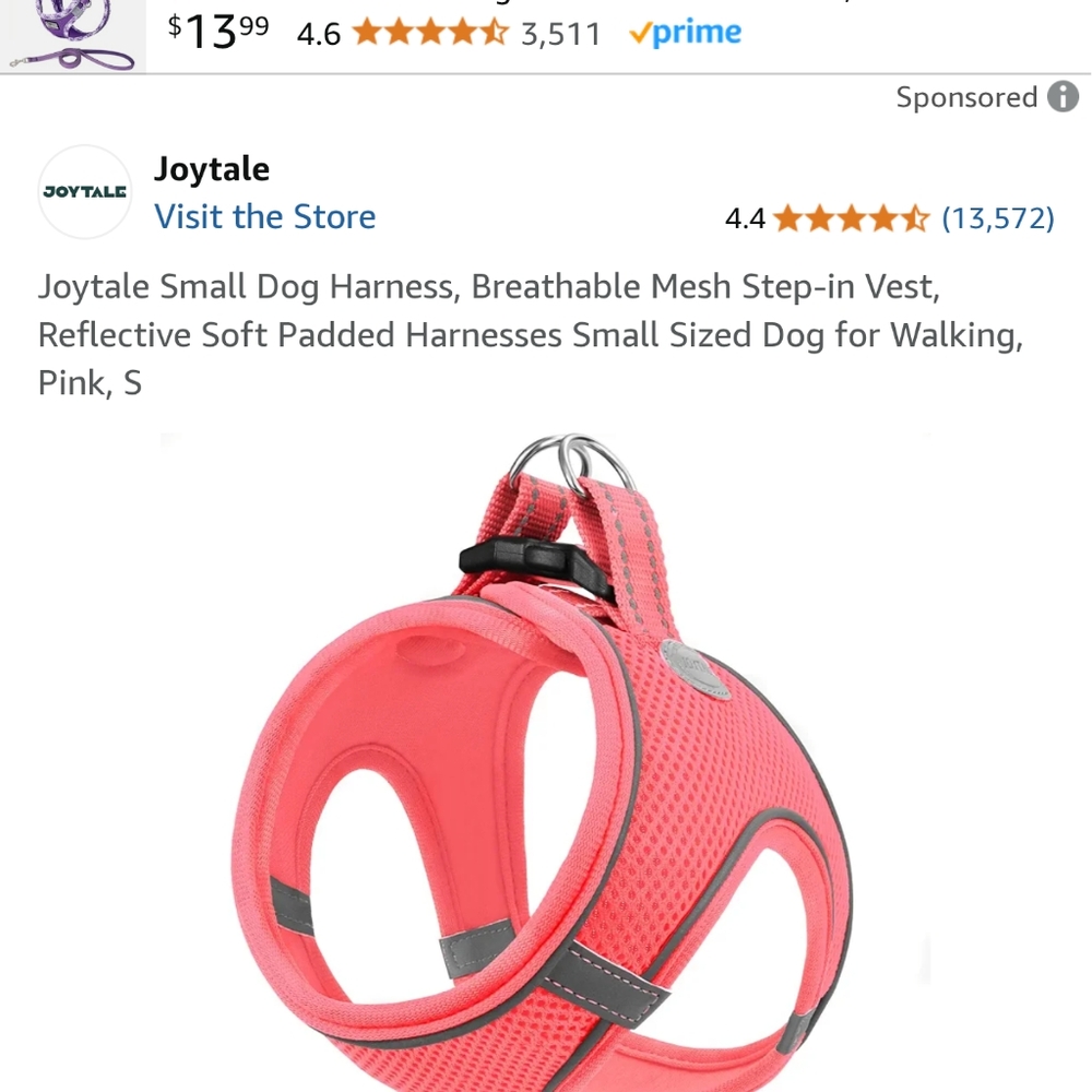 The Joytale Peach and Gray Dog Harness in size small is a stylish & comfortable
